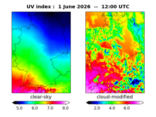 UV index map at 1200 UTC