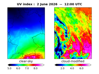UV index map at 1200 UTC