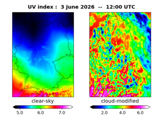 UV index map at 1200 UTC