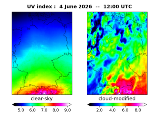 UV index map at 1200 UTC