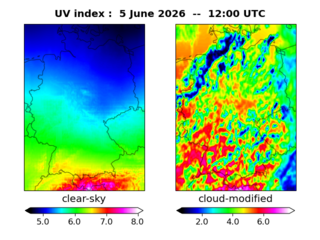 UV index map at 1200 UTC