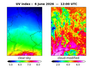 UV index map at 1200 UTC