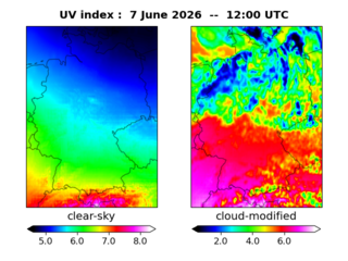 UV index map at 1200 UTC