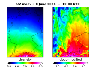 UV index map at 1200 UTC