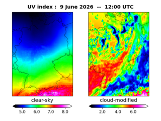 UV index map at 1200 UTC