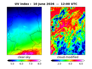 UV index map at 1200 UTC