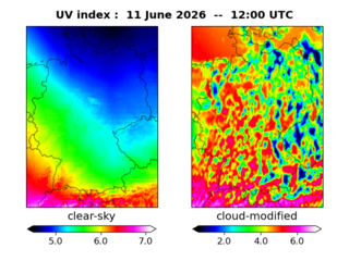 UV index map at 1200 UTC