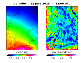 UV index map at 1200 UTC