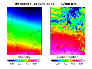 UV index map at 1200 UTC