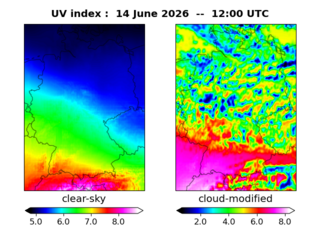 UV index map at 1200 UTC