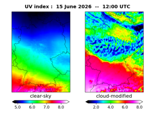 UV index map at 1200 UTC