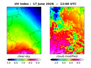 UV index map at 1200 UTC