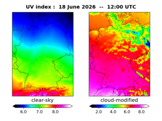 UV index map at 1200 UTC