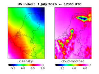 UV index map at 1200 UTC