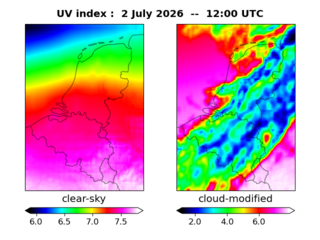 UV index map at 1200 UTC