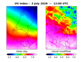 UV index map at 1200 UTC