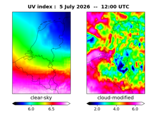 UV index map at 1200 UTC