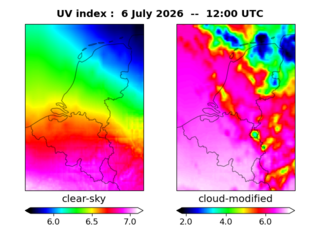 UV index map at 1200 UTC