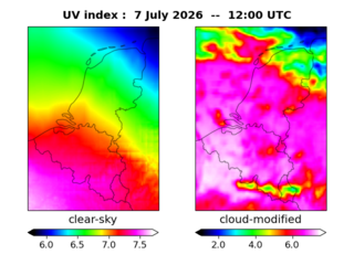 UV index map at 1200 UTC