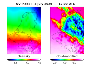 UV index map at 1200 UTC