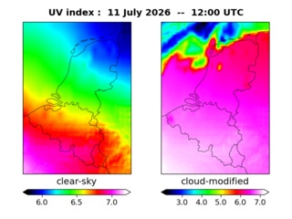 UV index map at 1200 UTC