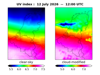 UV index map at 1200 UTC