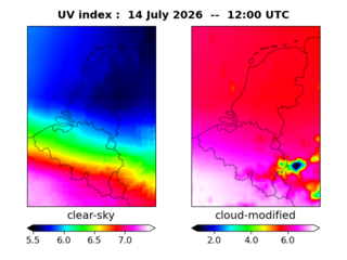 UV index map at 1200 UTC