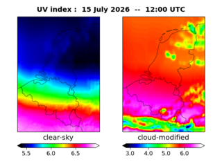 UV index map at 1200 UTC