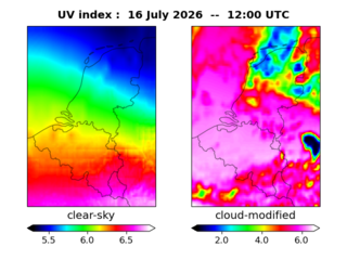 UV index map at 1200 UTC