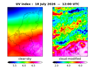 UV index map at 1200 UTC