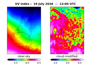 UV index map at 1200 UTC