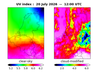 UV index map at 1200 UTC