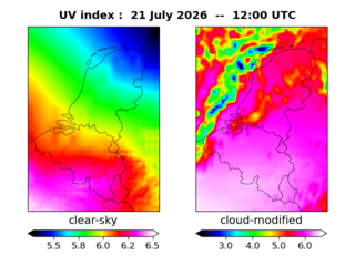 UV index map at 1200 UTC