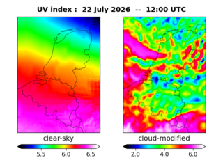 UV index map at 1200 UTC