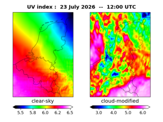 UV index map at 1200 UTC