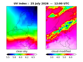 UV index map at 1200 UTC