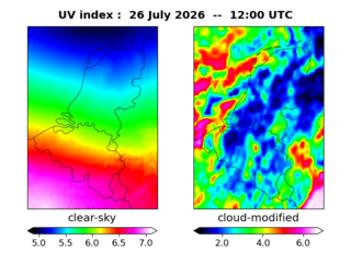 UV index map at 1200 UTC