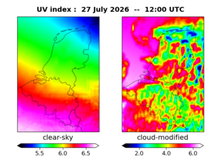 UV index map at 1200 UTC
