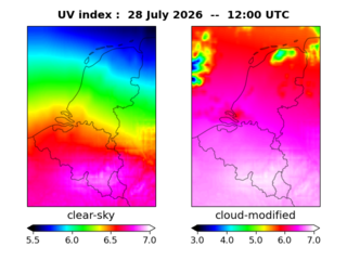 UV index map at 1200 UTC