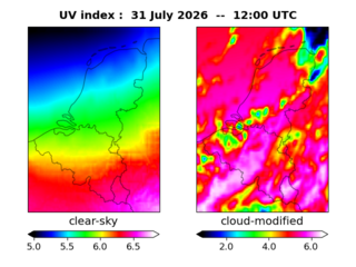UV index map at 1200 UTC