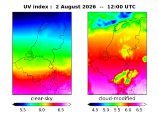 UV index map at 1200 UTC