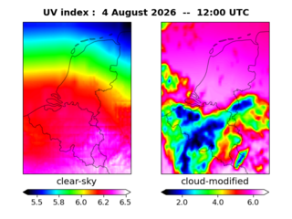 UV index map at 1200 UTC