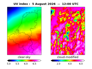 UV index map at 1200 UTC