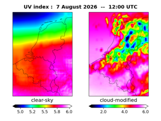 UV index map at 1200 UTC