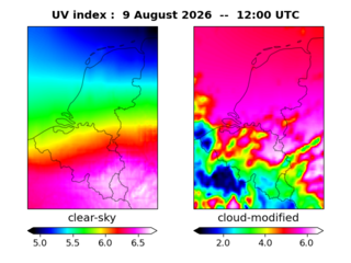 UV index map at 1200 UTC
