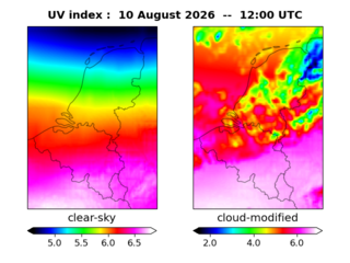 UV index map at 1200 UTC