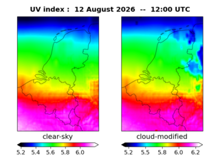 UV index map at 1200 UTC