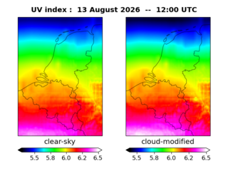 UV index map at 1200 UTC