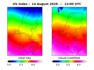 UV index map at 1200 UTC