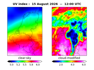 UV index map at 1200 UTC